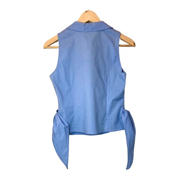 Saks Fifth Avenue Blouse Blue Wrap Tie Top Blue Size 6 - Picture 4 of 6